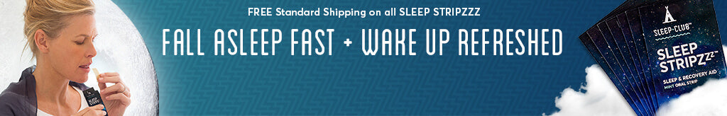 Lady using Sleep Stripzzz sleeping aid. Fall Asleep Fast, Wake Up Refreshed. Free Standard Shipping.